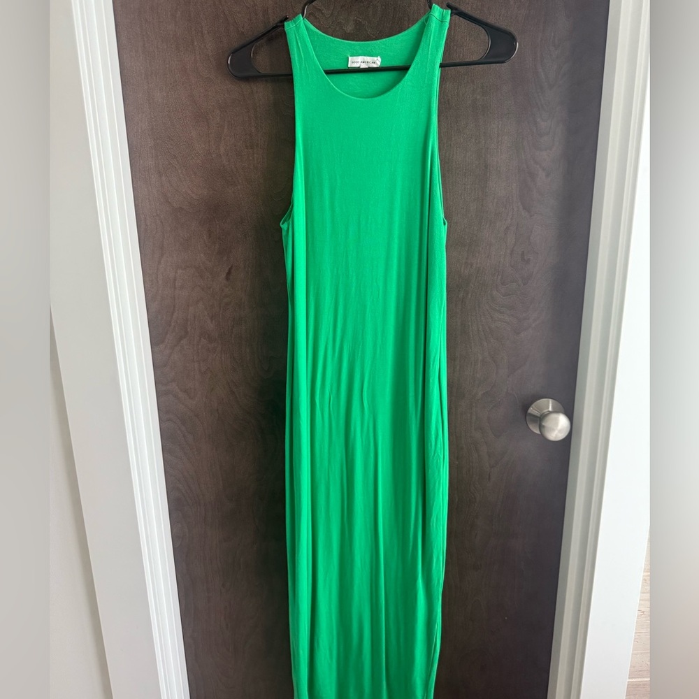 Good American Bright Green Midi Tank Dress